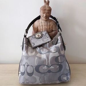 Coach Penelope Optic Metallic Signature C Shoulder Bag & Matching Wallet